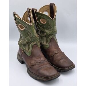 Durango Women's 7M Green Brown Leather Buckaroo Cowboy Slip Resistant Boots